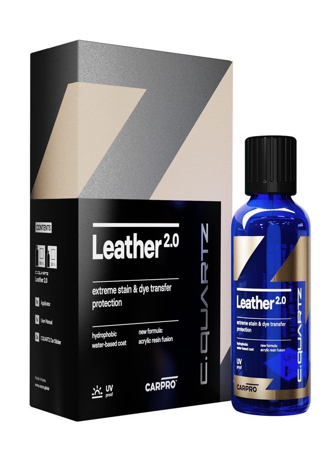 CARPRO CQUARTZ Leather 2.0 - Kit - Hydrophobic & Oil Phobic, Safe on All Car Leather, Resistance to UV, Denim Dye Coloring, Abrasion and Stains (30ml Kit) - Image 1